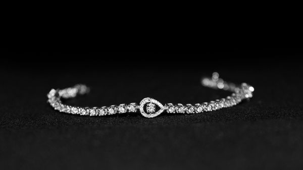 Aura Floating Solitaire Bangle - Articulated Tennis Bracelet