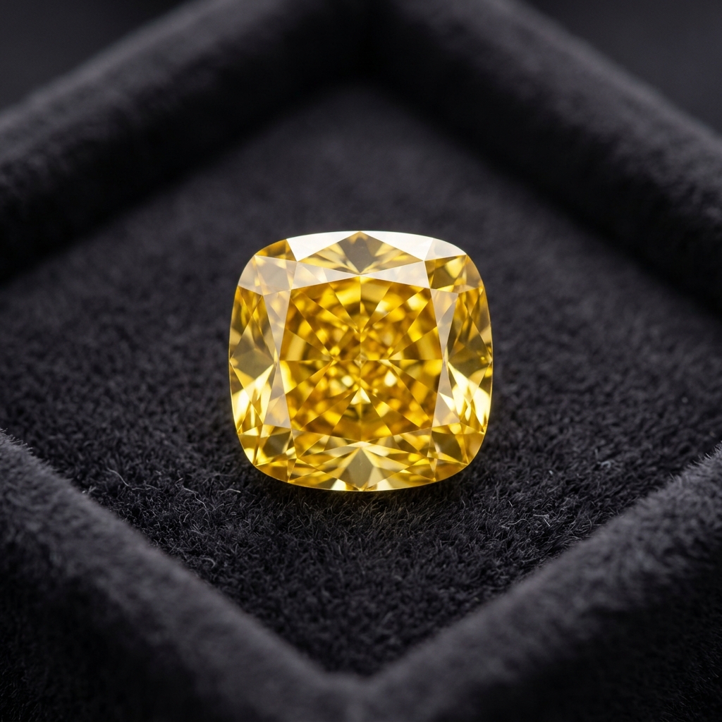 Canary Cushion Solitaire - Cushion Fancy Yellow Certified Diamond