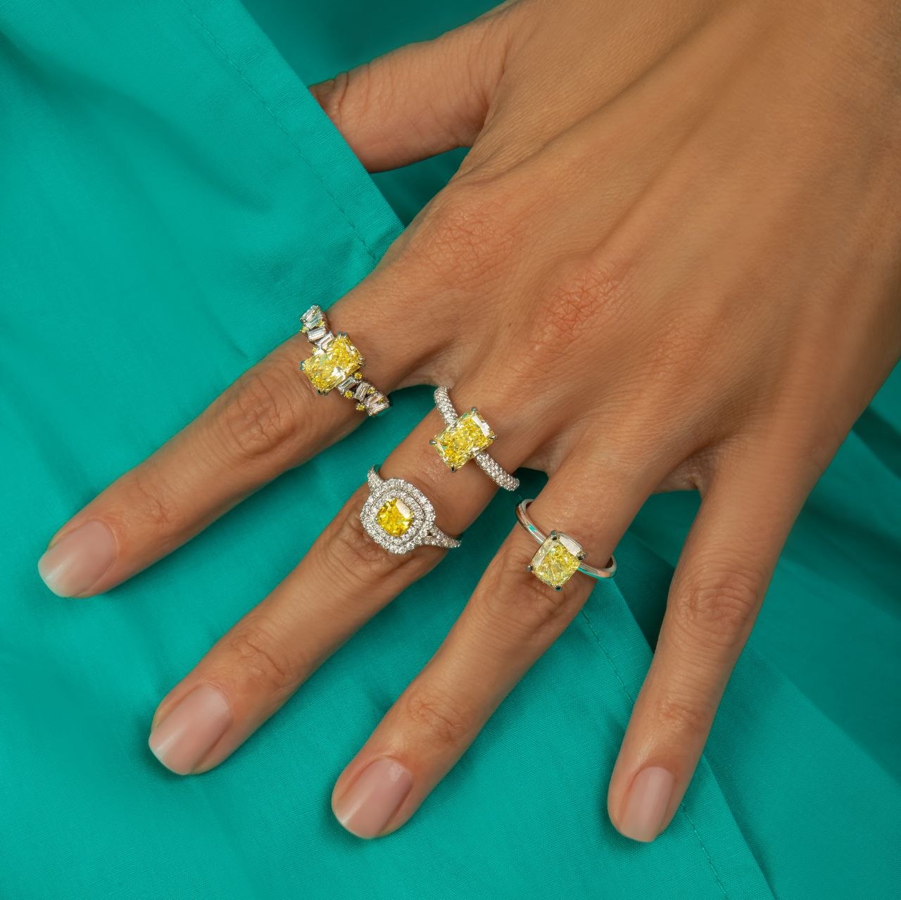 The Canary Horizon Suite · Four Yellow Solitaires delivered to client in Haute Joaillerie Patron